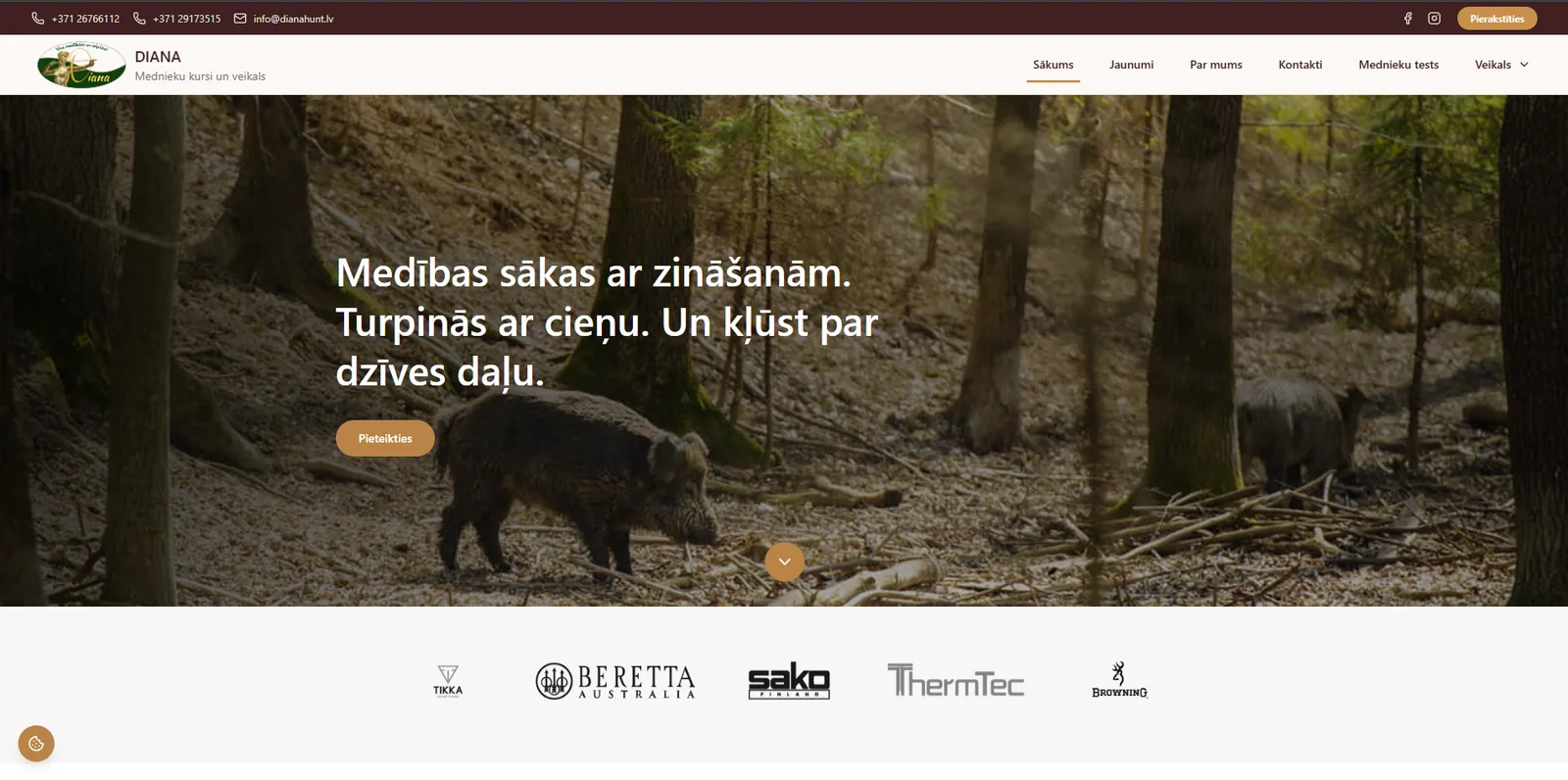 Diana Hunt interneta veikala sākumlapa
